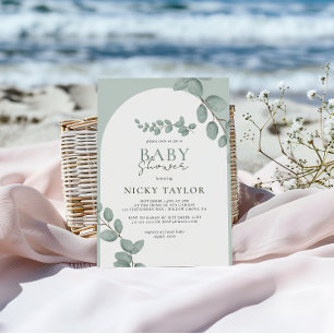 Invitation Verdure minimaliste Baby shower floral