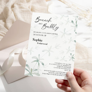 Invitation Verdure Moderne Brunch Bridal Blanc Et Bubbly