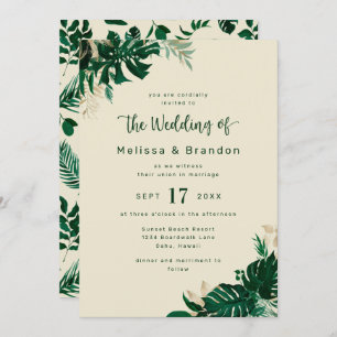 Invitation Verdure moderne Foliage tropical Mariage élégant