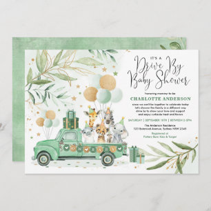 Invitation Verdure Neutre - Gold Safari Drive Par Baby shower