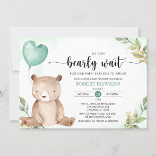 Invitation Verdure On Peut Attendre Le Baby shower Ours En Fo