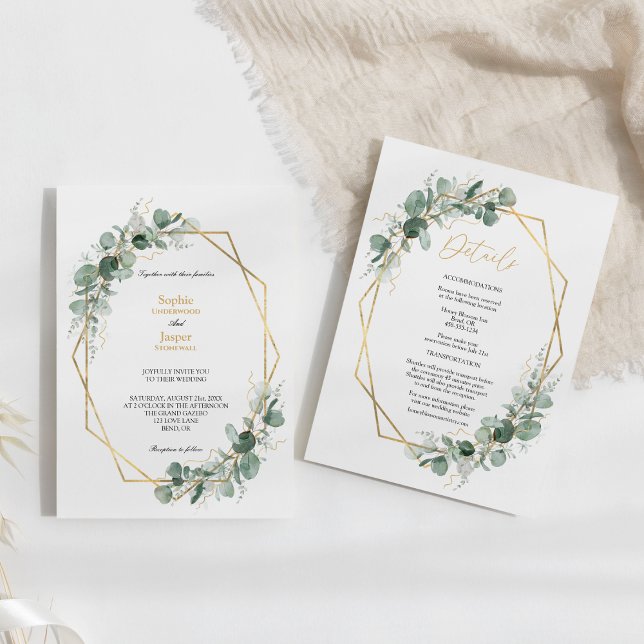 Invitation Verdure Or Détails simples Tout en un Mariage (Créateur téléchargé)