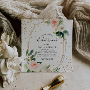 Invitation Verdure & Or Géométrique Élégant Brunch nuptial