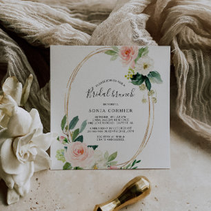 Invitation Verdure & Or Géométrique Élégant Brunch nuptial