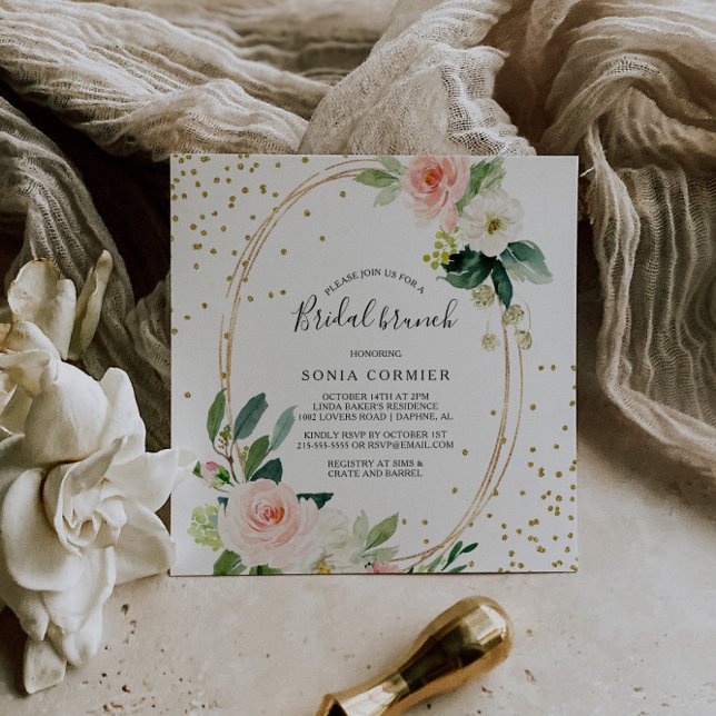 Invitation Verdure & Or Géométrique Élégant Brunch nuptial (Créateur téléchargé)