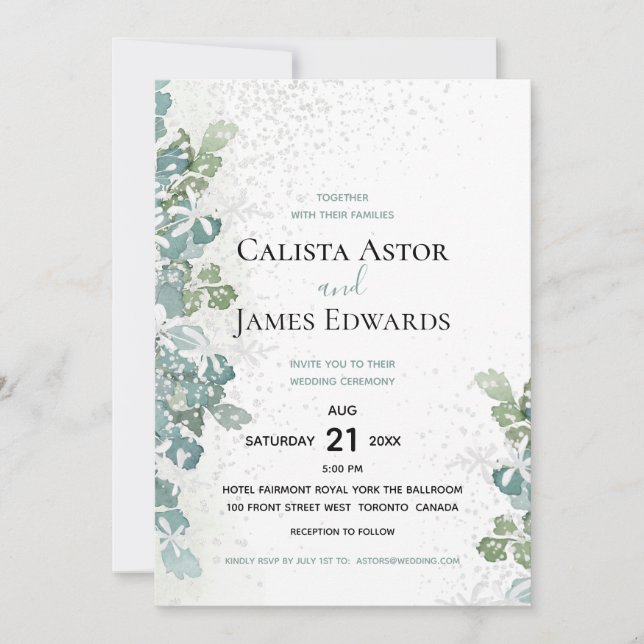 Invitation Verdure pétillante Jardin blanc Mariage (Devant)