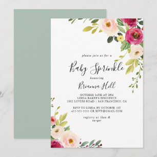 Invitation Verdure Rose Blush Floral Baby Sprinky
