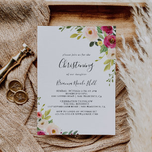 Invitation Verdure Rose Blush Floral Christening