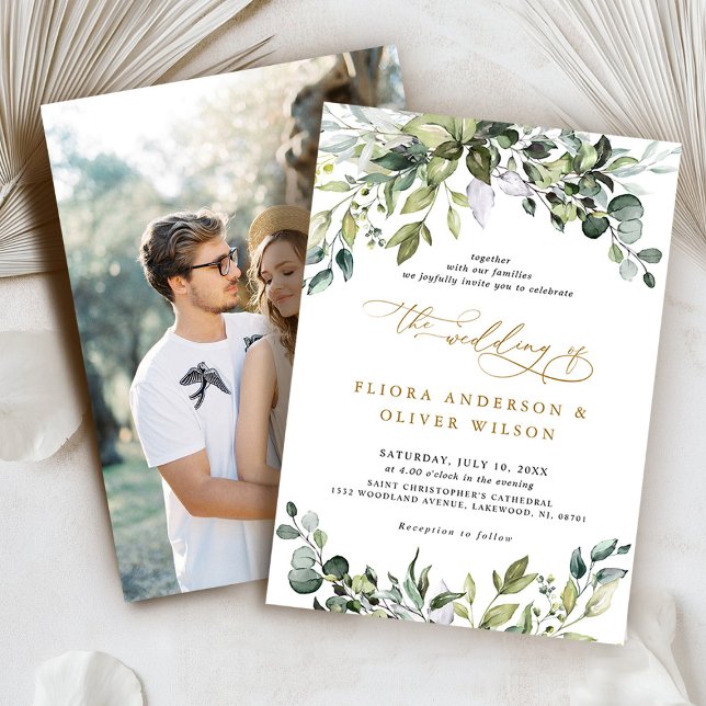 Invitation Verdure Rustique Botanique Sage vert Mariage photo (Greenery Rustic Botanical Sage green Photo Wedding Invitation)