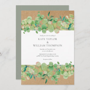 Invitation Verdure rustique Eucalyptus Garland Mariage