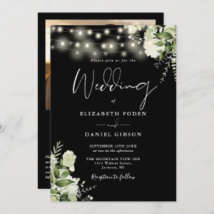 Invitation Verdure String Lights QR Code Mariage photo