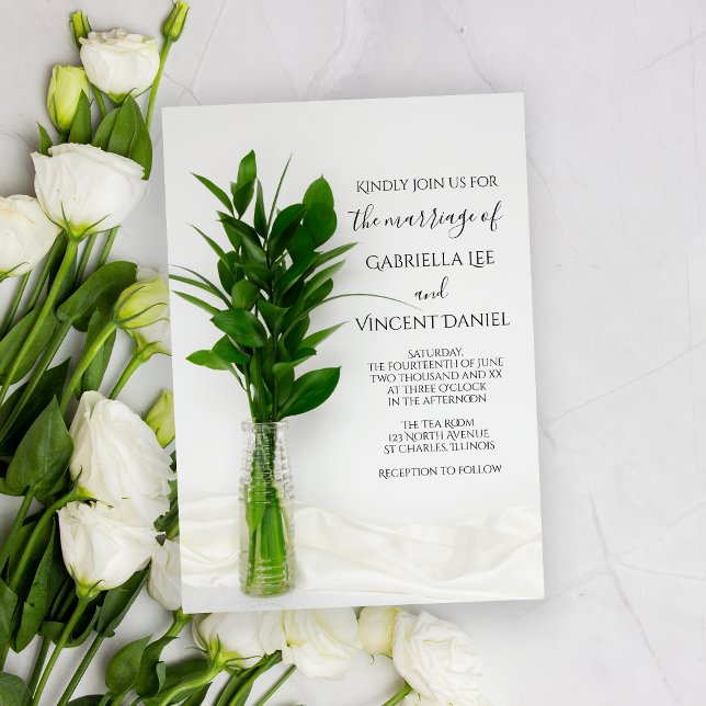 Invitation Verdure sur Mariage blanc (Créateur téléchargé)