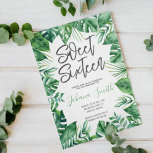 Invitation Verdure tropicale Monstera Sweet sixteen Anniversa