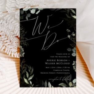 Invitation Verdure Whimsical Noir et Or Nous faisons Mariage