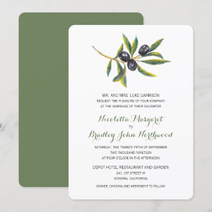 Invitation Verger d'olive aquarelle   Mariage