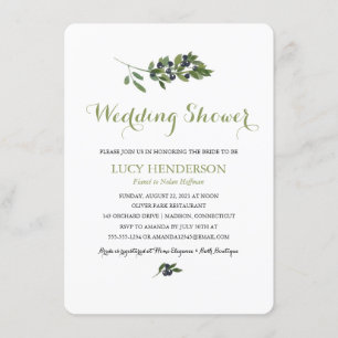 Invitation Verger d'olive aquarelle   Wedding shower