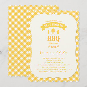 Invitation Vérifications Jaunes Baby Shower Barbecue Thème Ne