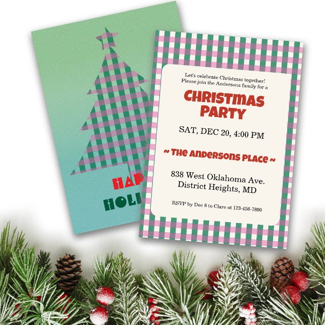 Invitation Vérifications tendance de Noël Personnaliser la fê (Créateur téléchargé)