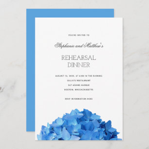 Invitation Véritable Bleu Hydrangea Répétition Dîner Invitati