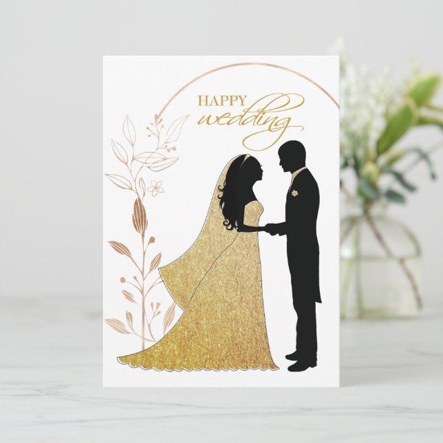 Invitation Véritable huile d'or Élégant Feuille monogramme de (Debout devant)