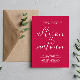 Invitation Véritable simplicité 1 Mariage minimaliste framboi