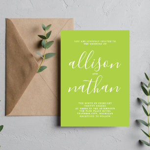 Invitation Véritable simplicité 1 Mariage minimaliste vert pr