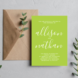 Invitation Véritable simplicité 1 Mariage minimaliste vert pr