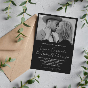 Invitation Véritable simplicité 3 Mariage noir et blanc moder