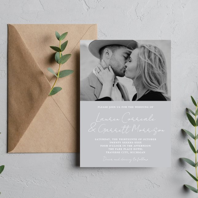 Invitation Véritable simplicité 3 moderne Mariage photo stéri (Créateur téléchargé)