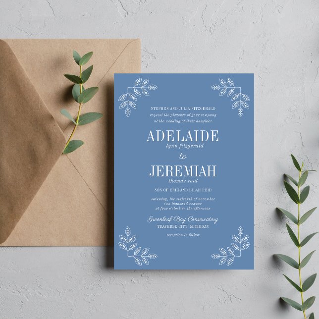Invitation Véritable simplicité 6 Denim Floral Mariage (Créateur téléchargé)