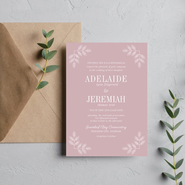 Invitation Véritable simplicité 6 Mariage floral clair de lun (Créateur téléchargé)