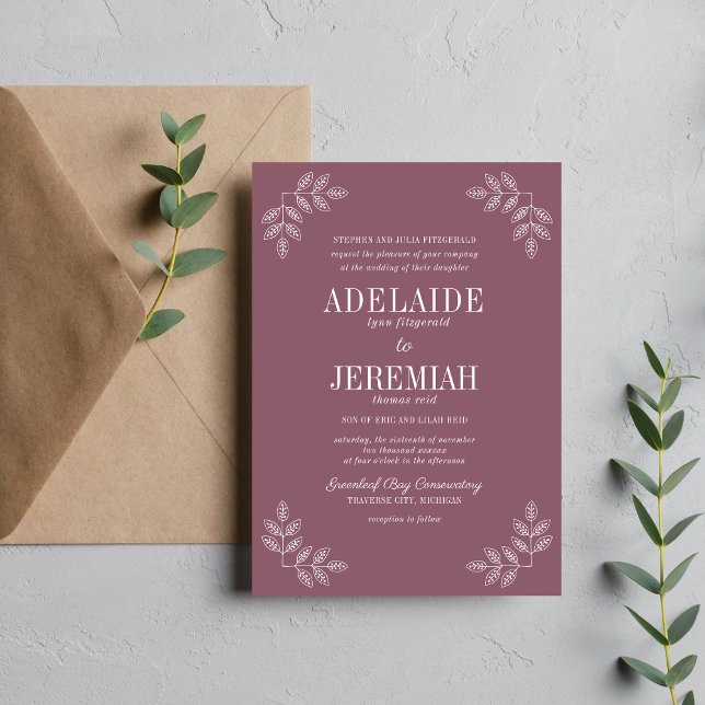 Invitation Véritable simplicité 6 Mariage floral en Poussée (Créateur téléchargé)