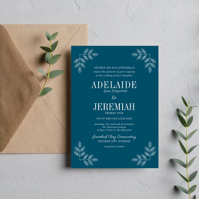Invitation Véritable simplicité 6 Mariage floral Neptune (Créateur téléchargé)