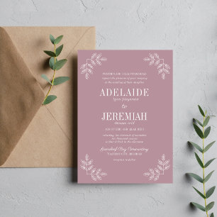 Invitation Véritable simplicité 6 Vintage Mauve Mariage flora