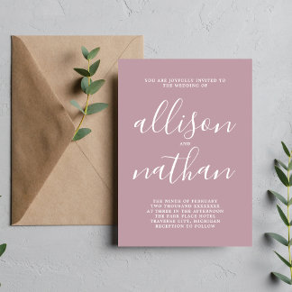 Invitation Véritable Simplicité Vintage Mauve Minimaliste Mar