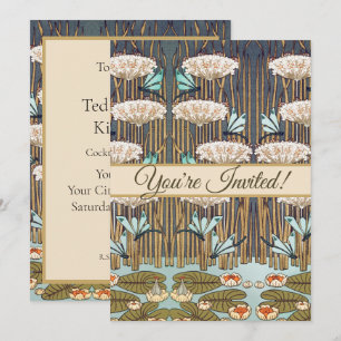 Invitation Verneuil Dragonfly Water Lily Art Nouveau : Vintag