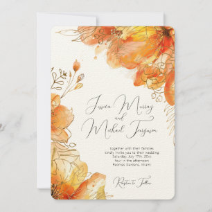 Invitation Verona Sunset Gold Floral Mariage élégant