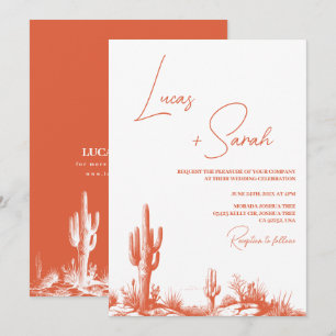 Invitation Vérone Sunset Illustration Western Desert Mariage