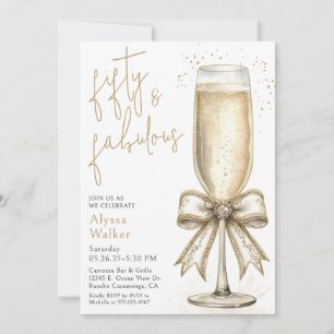 Invitation Verre à Champagne 50 & Fabuleux 50e Anniversaire