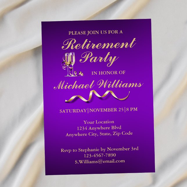 Invitation Verre à Champagne Classique Formel de Retraite Vio (Créateur téléchargé)