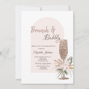 Invitation Verre à Champagne Fleurs Bohèmes Brunch & Bulles