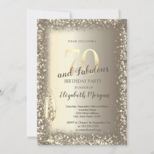 Invitation Verre à Champagne Luxueux Cadre Confettis Dorés 70