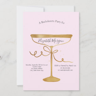 Invitation Verre à Champagne Rose Bachelorette 