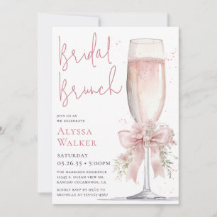 Invitation Verre à champagne rose pour brunch de mariage