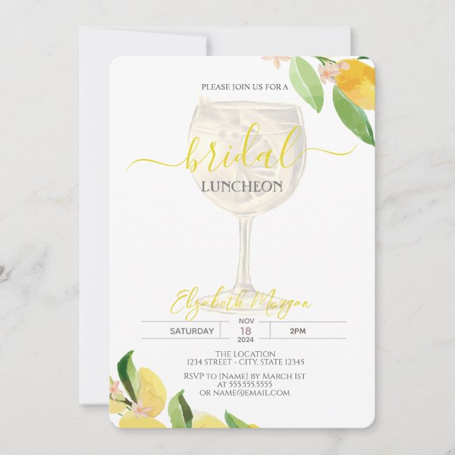 Invitation Verre à cocktail Citron Fruit  Déjeuner de mariage (Devant)