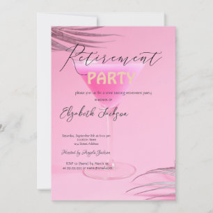 Invitation Verre à Martini Feuilles de Palmier Rose Fête de R