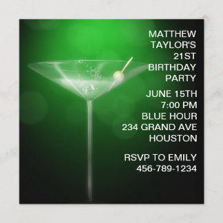 Invitation Verre à Martini Homme 21e Anniversaire