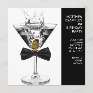 Invitation Verre à Martini pour homme pour un anniversaire qu