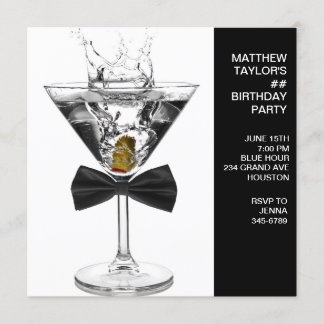 Invitation Verre à Martini pour homme pour un anniversaire qu