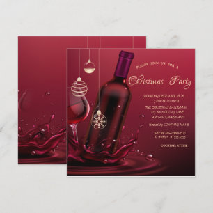 Invitation Verre à vin, Bouteille de Noël d'entreprise